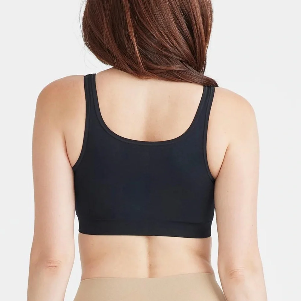 Yummie Bralette Tanya Black Scoop Seamless Bra With Removable Cups 1X/2X